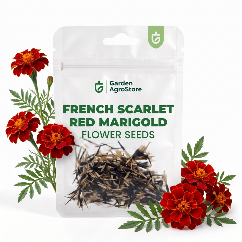 French Scarlet Red Marigold Flower Seeds - 325 Seeds per Packet